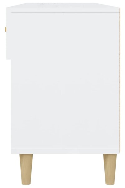 Magasfényű fehér szerelt fa cipőszekrény 102x35x55 cm