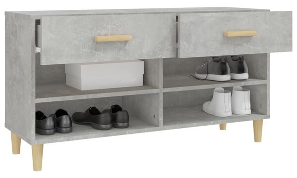 Betonszürke szerelt fa cipőszekrény 102x35x55 cm