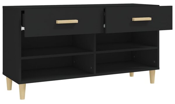 Fekete szerelt fa cipősszekrény 102x35x55 cm