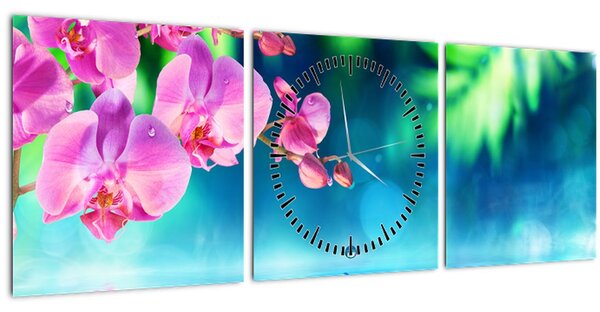 Kép - Orchidea (órával) (90x30 cm)