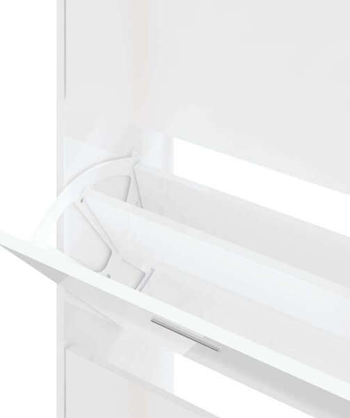 VidaXL magasfényű fehér szerelt fa cipőszekrény 63x24x147 cm