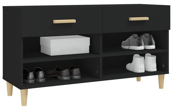 Fekete szerelt fa cipősszekrény 102x35x55 cm