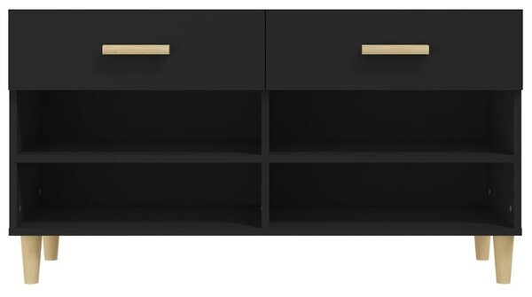 Fekete szerelt fa cipősszekrény 102x35x55 cm