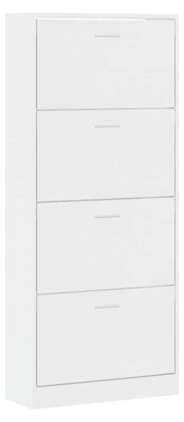 VidaXL magasfényű fehér szerelt fa cipőszekrény 63x24x147 cm