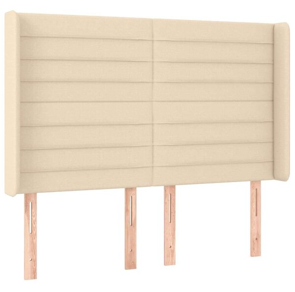 VidaXL LED Ágyfejtámla - Krémszínű Szövet - 147x16x118/128cm
