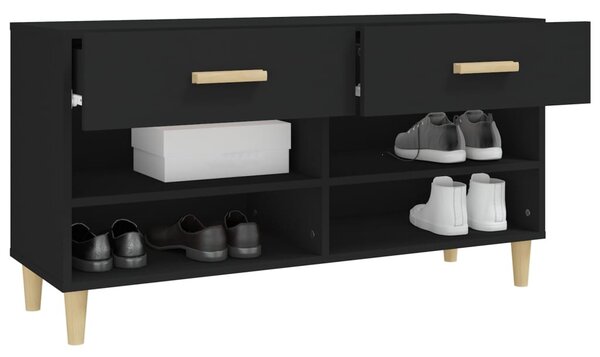 Fekete szerelt fa cipősszekrény 102x35x55 cm