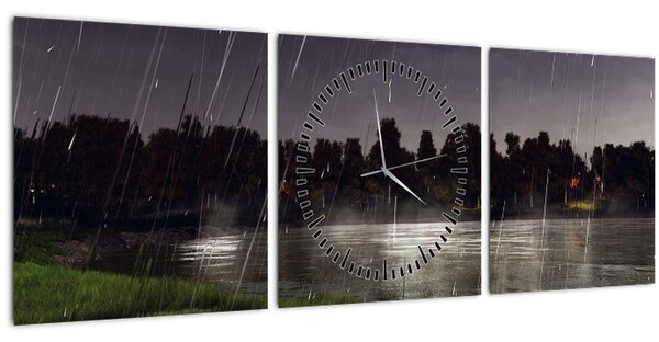 Kép - Esős este (órával) (90x30 cm)
