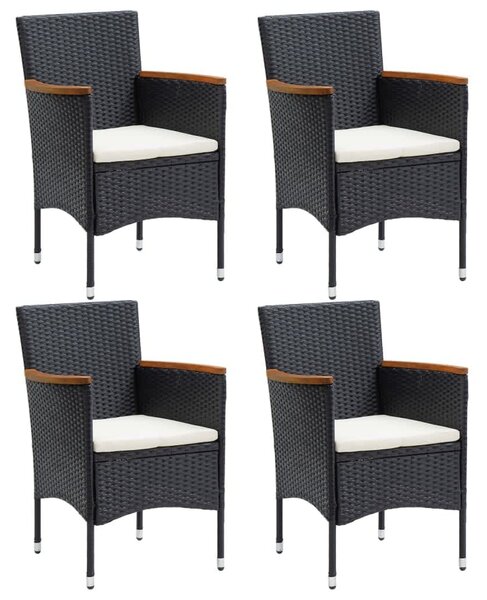 5 részes fekete polyrattan kerti étkezőgarnitúra párnákkal