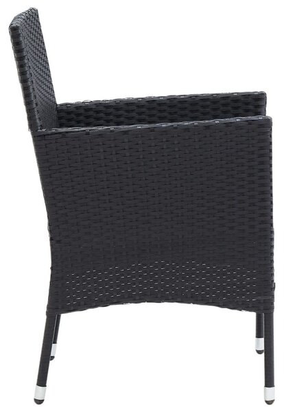 7 részes fekete polyrattan kerti étkezőgarnitúra párnákkal