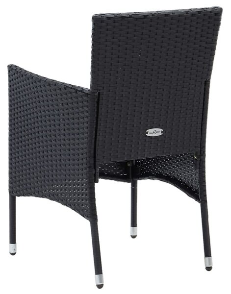 7 részes fekete polyrattan kerti étkezőgarnitúra párnákkal