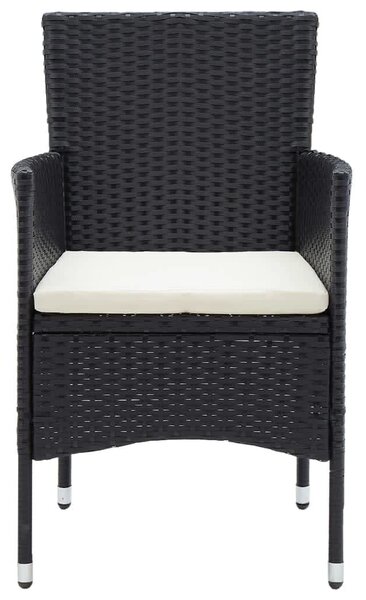 7 részes fekete polyrattan kerti étkezőgarnitúra párnákkal