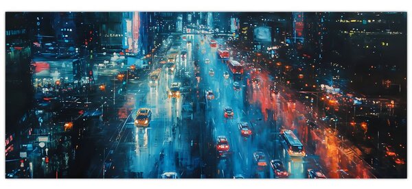 Kép - Nagyváros, olajfestmény (120x50 cm)
