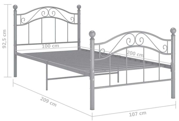 VidaXL Fém Ágykeret - Egyszemélyes - 100x200 cm - Szürke