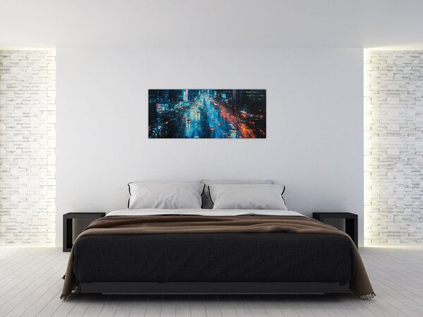 Kép - Nagyváros, olajfestmény (120x50 cm)