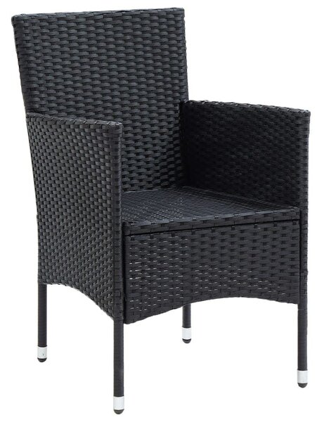 7 részes fekete polyrattan kerti étkezőgarnitúra párnákkal