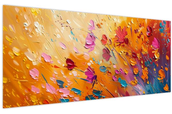 Kép - Színes virágok festése (120x50 cm)