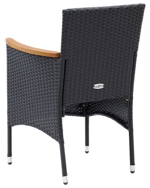 9 részes fekete polyrattan kerti étkezőgarnitúra párnákkal
