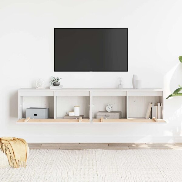 2 db fehér tömör fenyőfa faliszekrény 80 x 30 x 35 cm
