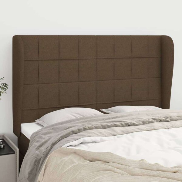 VidaXL sötétbarna szövet fejtámla szárnyakkal 147 x 23 x 118/128 cm