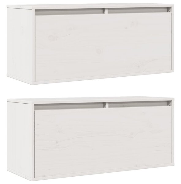 2 db fehér tömör fenyőfa faliszekrény 80 x 30 x 35 cm