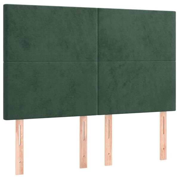 VidaXL LED-es Bársony Fejtámla - Sötétzöld - 144x5x118/128cm