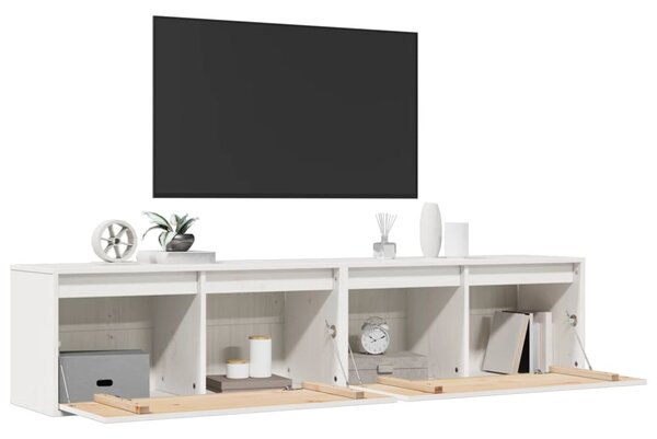 2 db fehér tömör fenyőfa faliszekrény 80 x 30 x 35 cm