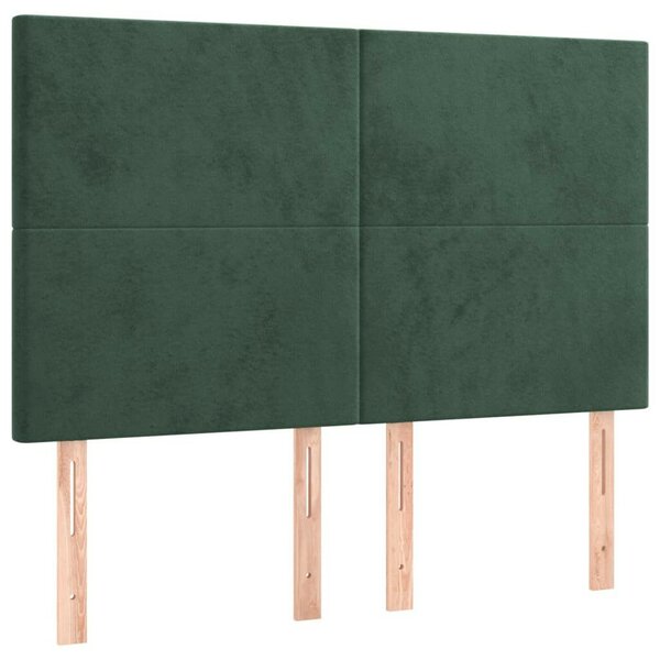 VidaXL LED-es Bársony Fejtámla - Sötétzöld - 144x5x118/128cm