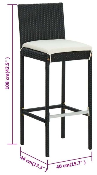 VidaXL Polyrattan Bárszék - 6 db - Fekete