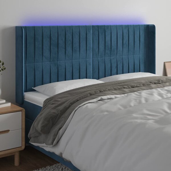 VidaXL Bársony Ágyfejtámla - LED-es - Sötétkék - 183cm