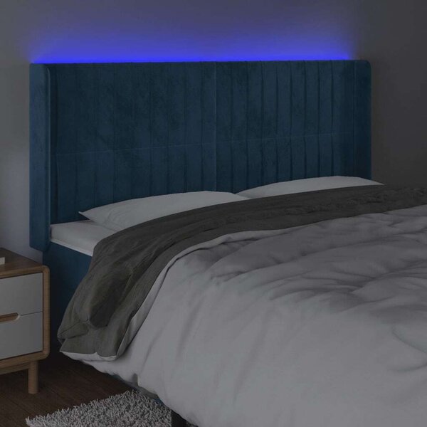 VidaXL Bársony Ágyfejtámla - LED-es - Sötétkék - 183cm