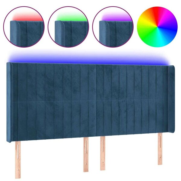 VidaXL Bársony Ágyfejtámla - LED-es - Sötétkék - 183cm