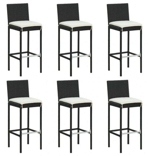 VidaXL Polyrattan Bárszék - 6 db - Fekete