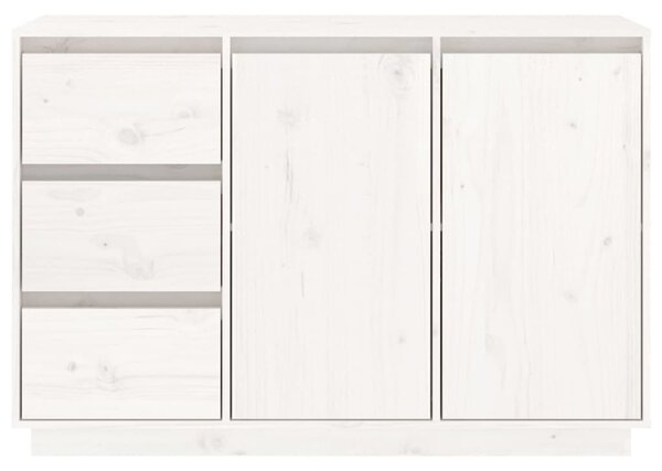 Fehér tömör fenyőfa tálalószekrény 111 x 34 x 75 cm