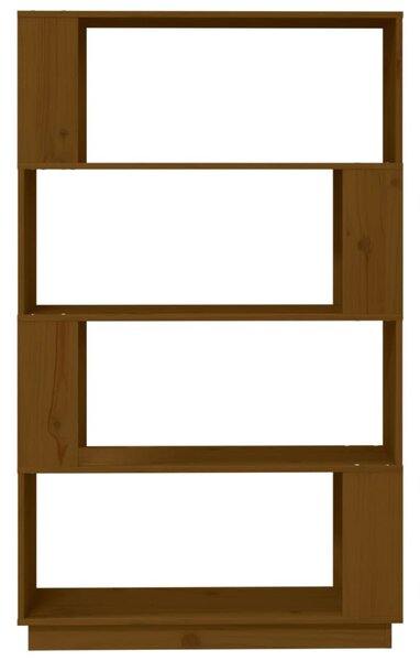 Mézbarna tömör fenyőfa könyvszekrény/térelválasztó 80x25x132 cm