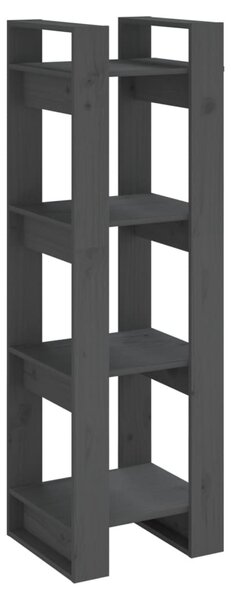 Szürke tömör fenyőfa könyvszekrény/térelválasztó 41x35x125 cm