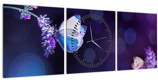 Kép - Pillangók a levendulán (órával) (90x30 cm)