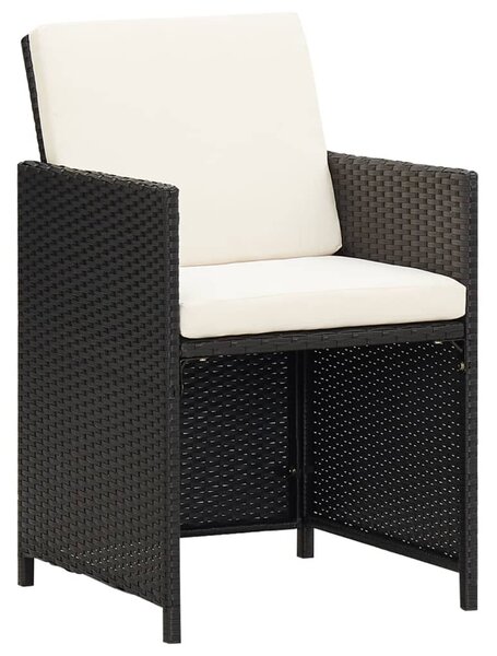 19 részes fekete polyrattan kerti étkezőgarnitúra párnákkal