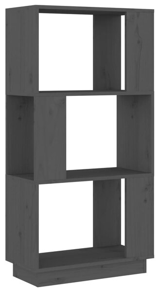 Szürke tömör fenyőfa könyvszekrény/térelválasztó 51x25x101 cm