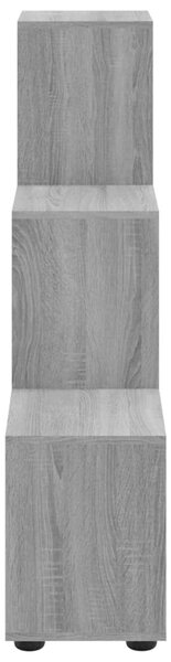 Szürke sonoma színű szerelt fa lépcsős könyvespolc 107 cm