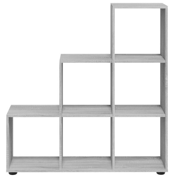 Szürke sonoma színű szerelt fa lépcsős könyvespolc 107 cm