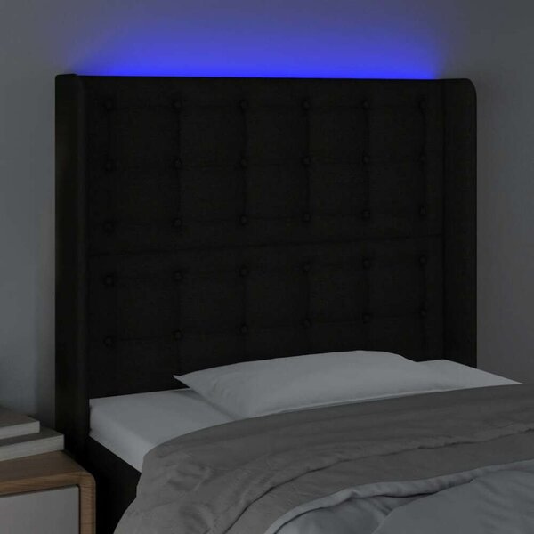 VidaXL Fekete Szövet LED Fejtámla - 93x16x118/128cm