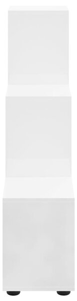 Magasfényű fehér szerelt fa lépcsős könyvespolc 142 cm