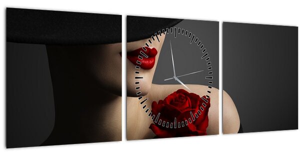 Kép - Nő egy rózsával (órával) (90x30 cm)