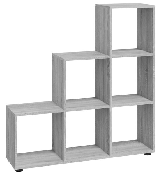 Szürke sonoma színű szerelt fa lépcsős könyvespolc 107 cm
