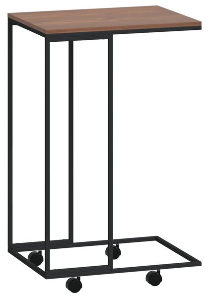 Fekete szerelt fa kisasztal kerekekkel 40 x 30 x 63,5 cm