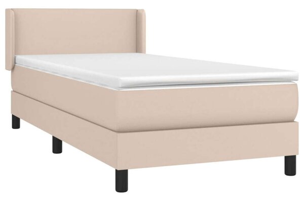 VidaXL cappuccino színű műbőr rugós ágy matraccal 90 x 200 cm