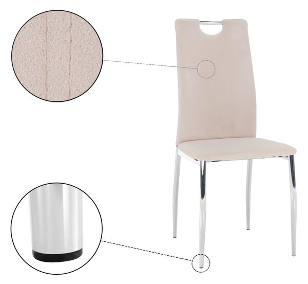 KONDELA Étkezőszék, bézs Dulux Velvet szövet/króm, OLIVA NEW