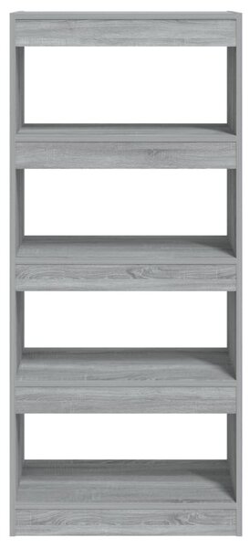 Szürke sonoma színű fa könyvszekrény/térelválasztó 60x30x135 cm
