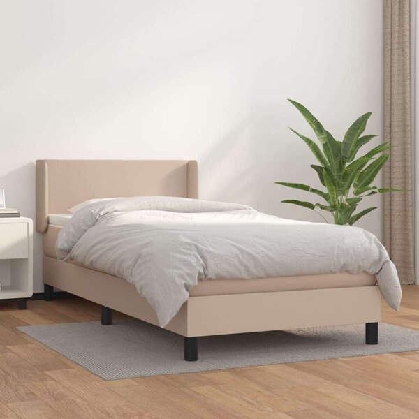VidaXL cappuccino színű műbőr rugós ágy matraccal 90 x 200 cm