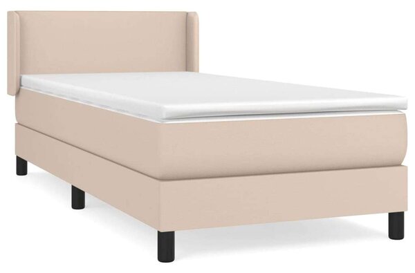 VidaXL cappuccino színű műbőr rugós ágy matraccal 90 x 200 cm